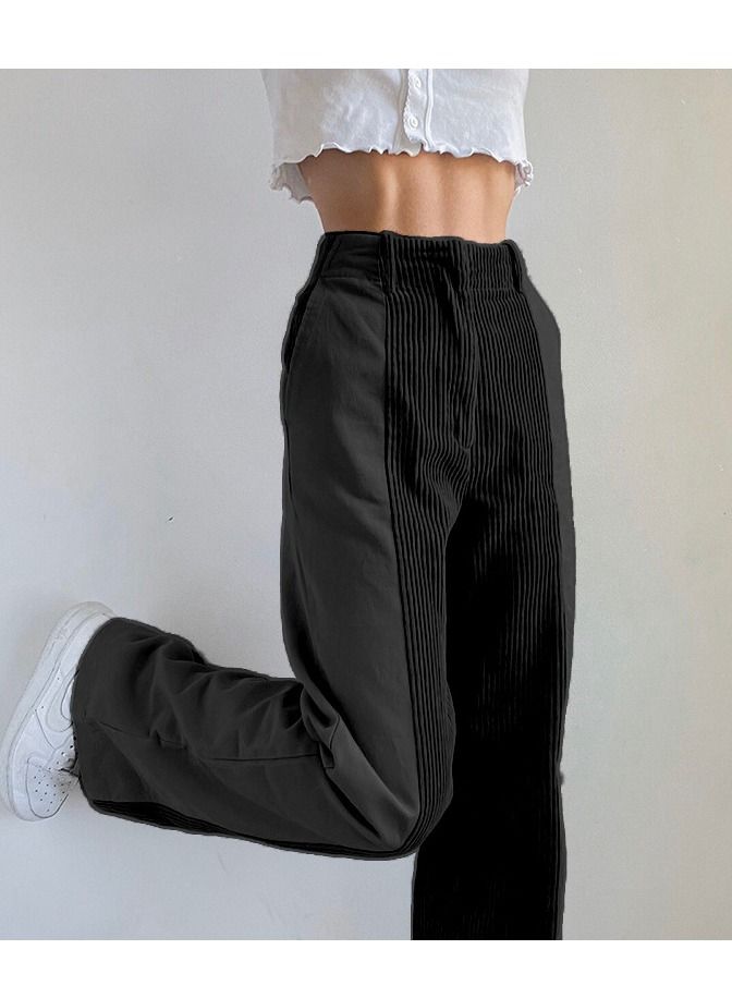 Loquat New Women's Loose Match Color Casual Pants Corduroy Pants  - Image 1