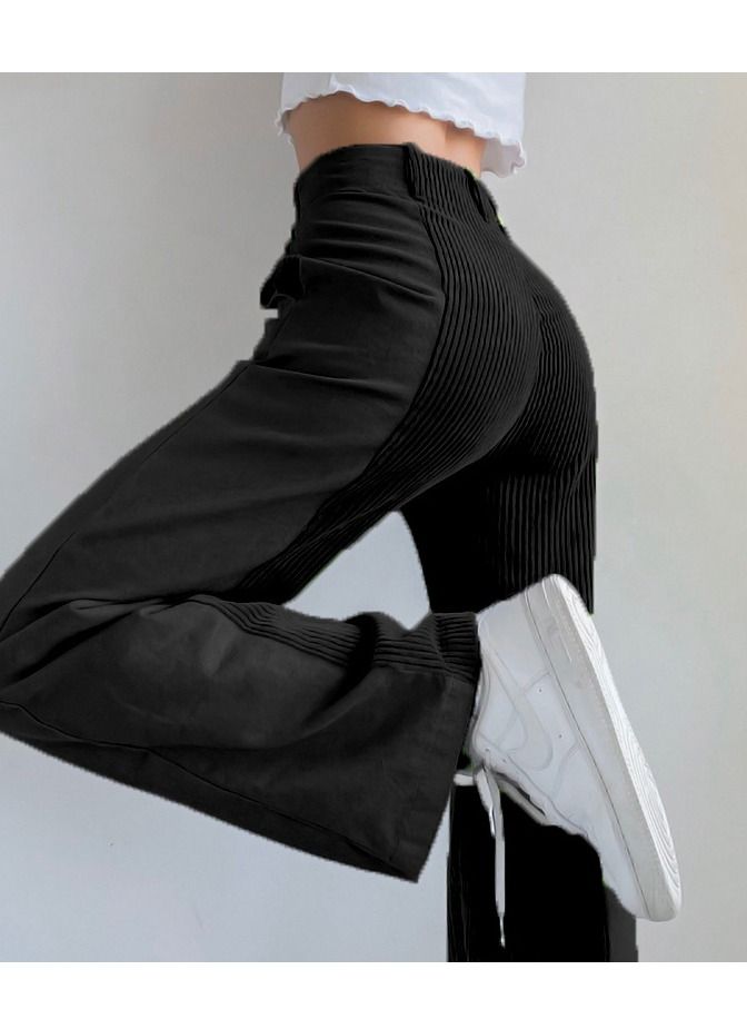 Loquat New Women's Loose Match Color Casual Pants Corduroy Pants  - Image 2