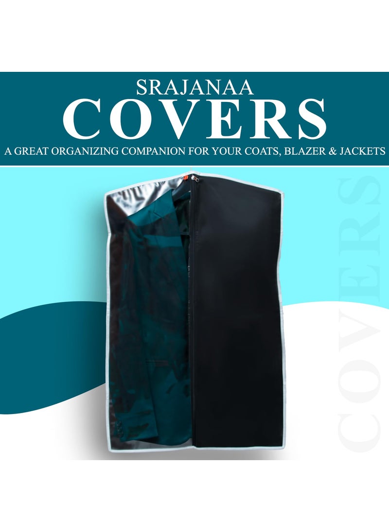 SRAJANAA Srajanaa Mens MoistureProof Coat Suit Blazer Covers Half Transparent Design Durable Dustproof Garment Bags for Suits Blazers Ideal Wardrobe Solution Set of 10 Black  - Image 2