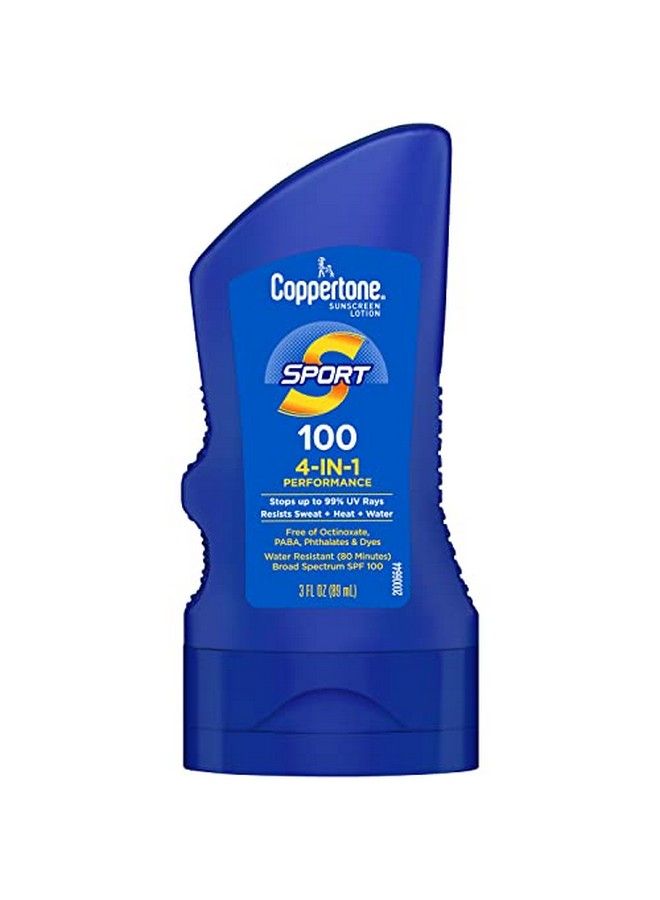 Coppertone واقي شمس رياضي SPF 100 لوشن واقي من الشمس مقاوم للماء لوشن واقي من الشمس بحجم السفر 3 أونصة سائلة - Image 1