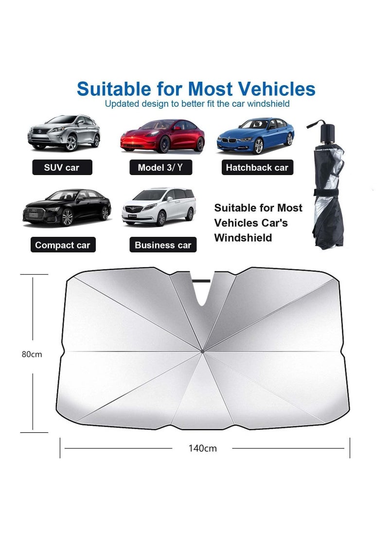 Generic - Foldable Car Windshield Sun Shade UV Protection Titanium Silver Large Size - Image 1