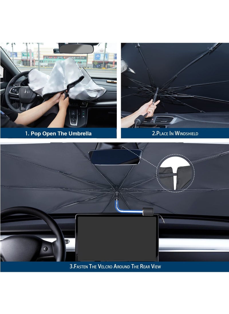 Generic - Foldable Car Windshield Sun Shade UV Protection Titanium Silver Large Size - Image 1