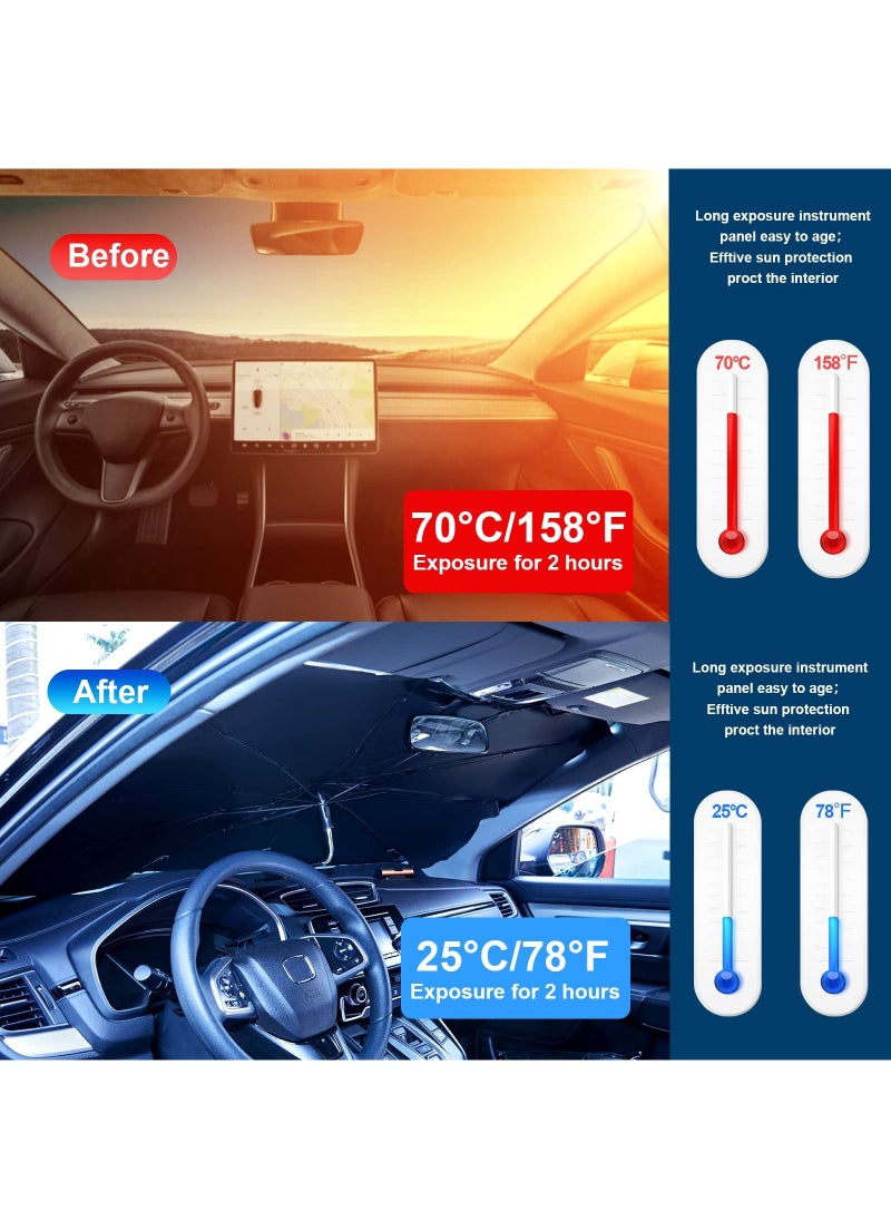 Generic - Foldable Car Windshield Sun Shade UV Protection Titanium Silver Large Size - Image 1