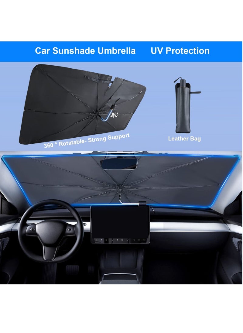 Generic - Foldable Car Windshield Sun Shade UV Protection Titanium Silver Large Size - Image 1