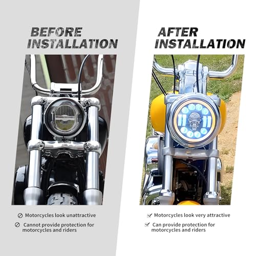 HDBUBALUS Motorcycle 7" Headlight Housing 7 Inch Head Lamp Bucket Fit for Harley Dyna Softail FX Custom Sportster XL (Chrome) - Image 4