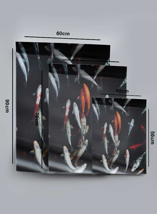 لوحة بوستر ديكور لوحة بدون فريم مع أربع قطع منفصلة من اللاصق ذو الوجهين تصميم صورة بركة كوي غرفة النوم غرفة المعيشة وديكور المكتب - Image 4