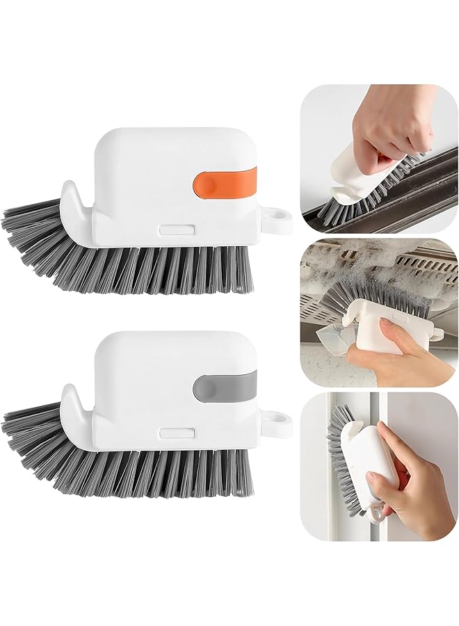 PROMASS 2 in 1 Groove Window Cleaning Brush Window Track Cleaning Tools Hard Bristle Crevice Cleaning Brush with Hidden Scraper,Tweezer for Sliding Door Track, Window Gap, Tile Lines, Car Vents - Image 1