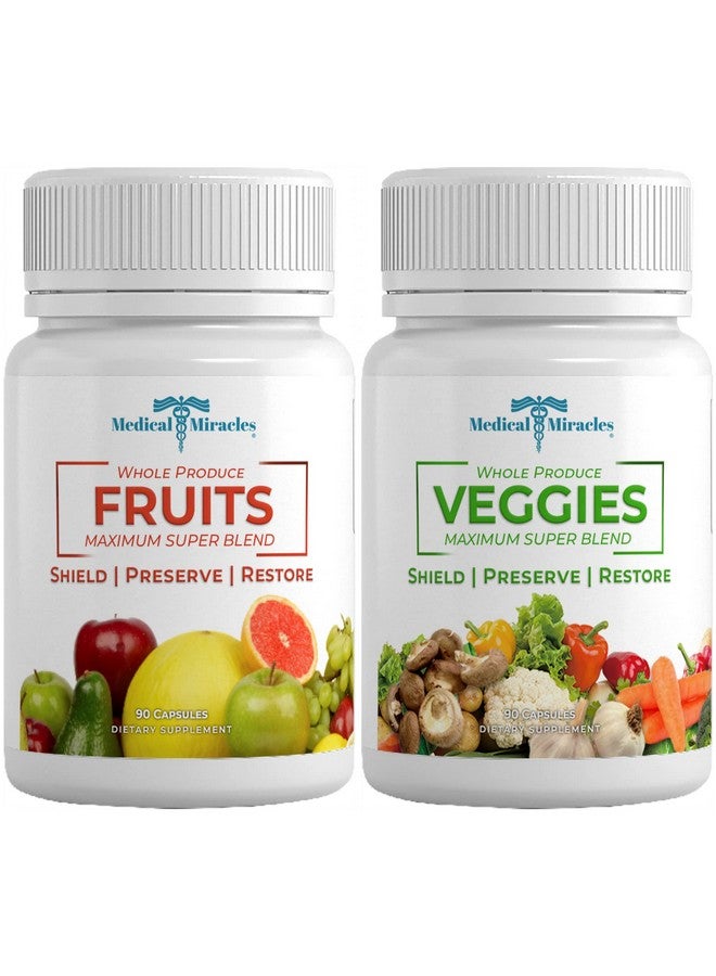 Medical Miracles New Fruit And Vegetable Supplements 90 Veggie And 90 Fruit Capsules (180 Total Capsules) Made With Whole Food Superfoods 17 Veggies And 17 Fruits Made In The Usa - Image 2