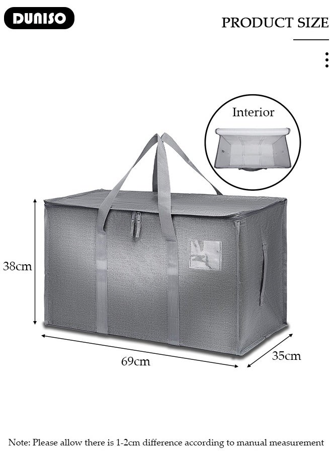 DUNISO 3 Pack Large Moving Bags, Waterproof Clothes Storage Bags with Tag Port Large Storage Bag with Zippers and Reinforced Carrying Handles,Foldable Packing Bags for Clothes Storage Moving Travelling Camping Garden Tools Moving Totes  - Image 4