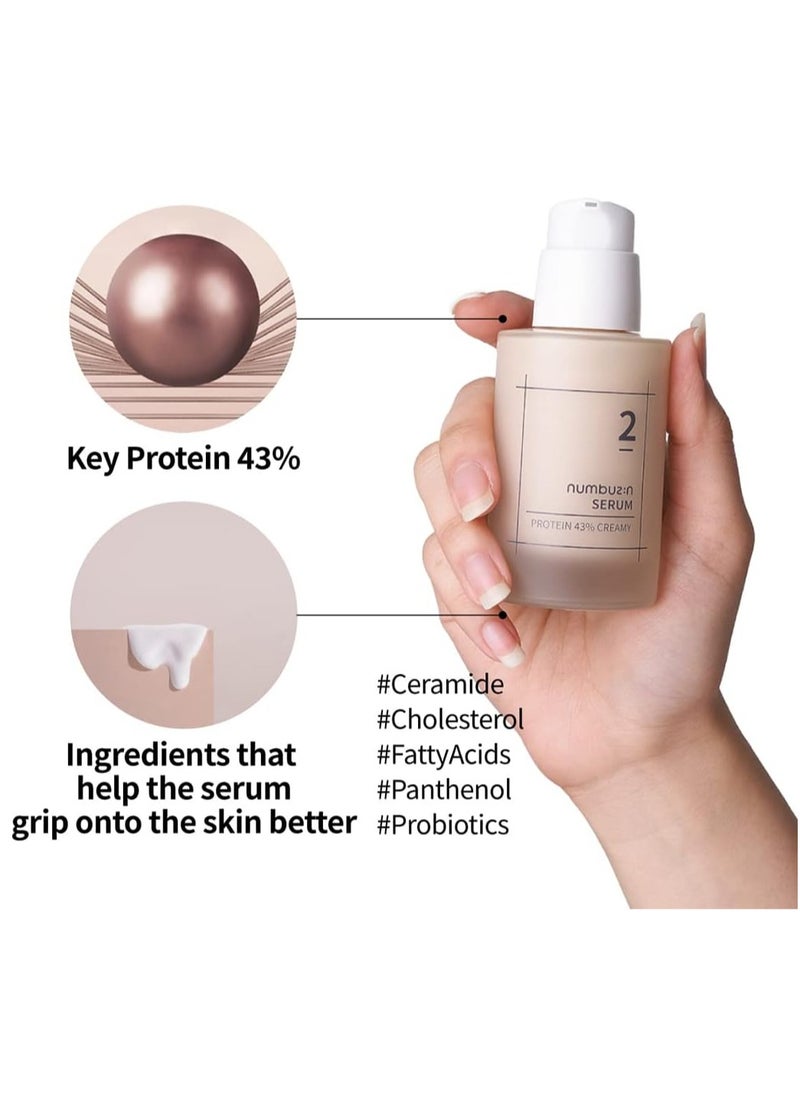 numbuzin Nimbusden Creamy Serum 43% Protein No. 2 Essential Protein Complex Oat Protein Ceramide, Panthenol Strengthens Skin Barrier Tightens Sagging Skin Korean Skin Care for Face, 1.76 fl oz  - Image 2