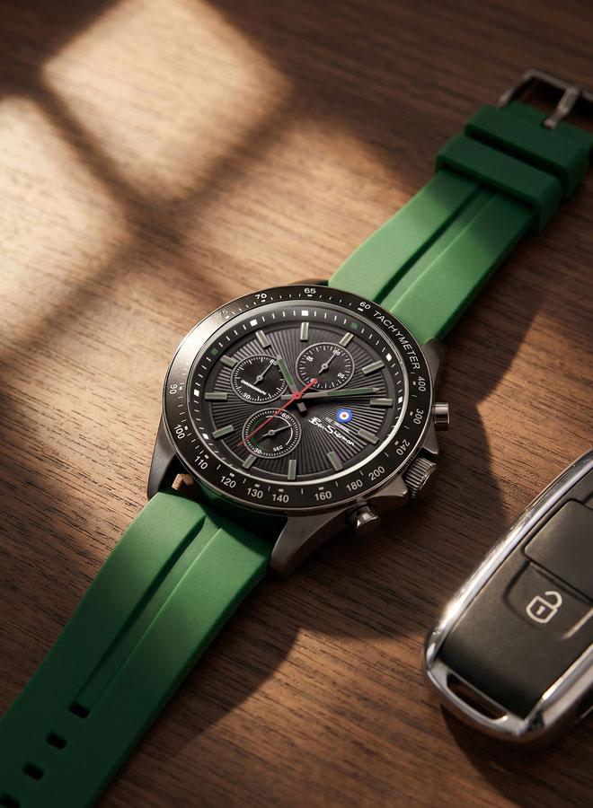 Ben Sherman Winchester Black Dial Green Silicone Strap Chronograph Watch for Men, 43.2mm - Image 4
