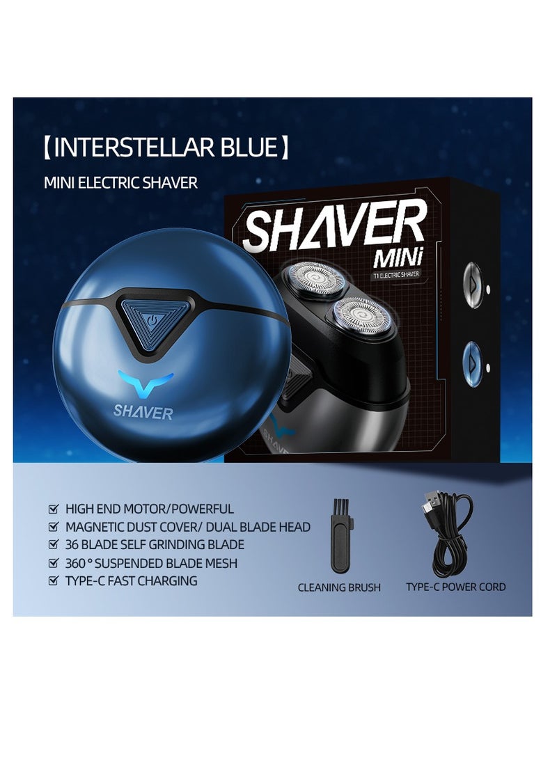CityRiya-Long Mini Dual-Head Electric Shaver, Portable Electric Razor for Men, Pocket Size Washable Double Head, Rechargeable Waterproof Shaver for Home, Car, Travel（T1-Blue） - Image 2