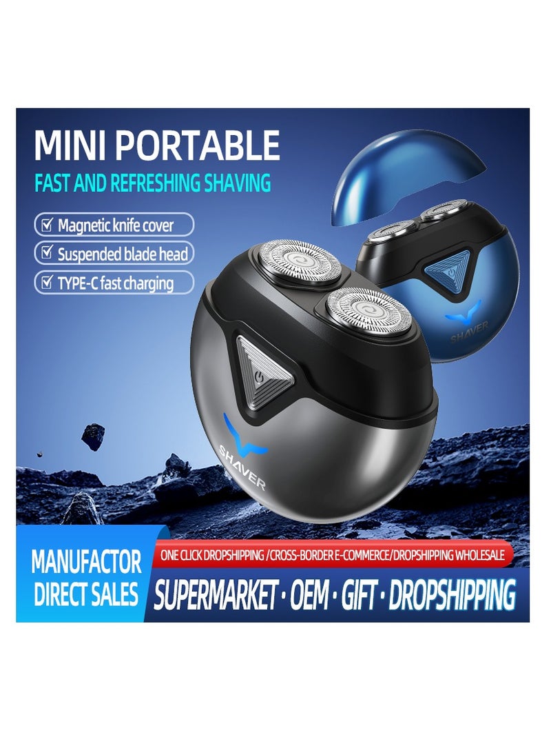 CityRiya-Long Mini Dual-Head Electric Shaver, Portable Electric Razor for Men, Pocket Size Washable Double Head, Rechargeable Waterproof Shaver for Home, Car, Travel（T1-Blue） - Image 4