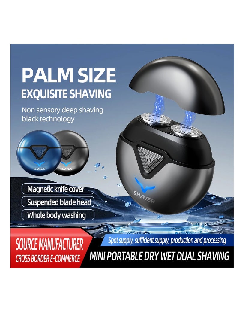 CityRiya-Long Mini Dual-Head Electric Shaver, Portable Electric Razor for Men, Pocket Size Washable Double Head, Rechargeable Waterproof Shaver for Home, Car, Travel（T1-Blue） - Image 5