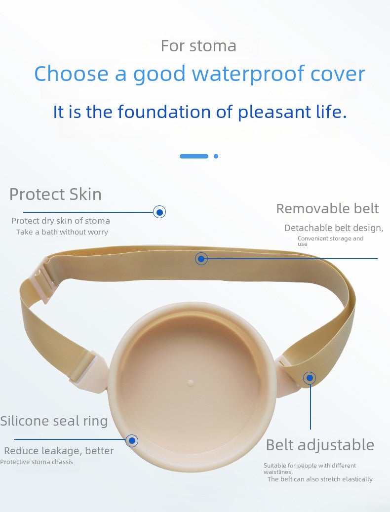Stoma bath cover waterproof cover shower cover stoma chassis waterproof artifact belt-type pocket bath cover(ostomy shower cover/skin color/inner diameter 12cm neutral English packing) - Image 2