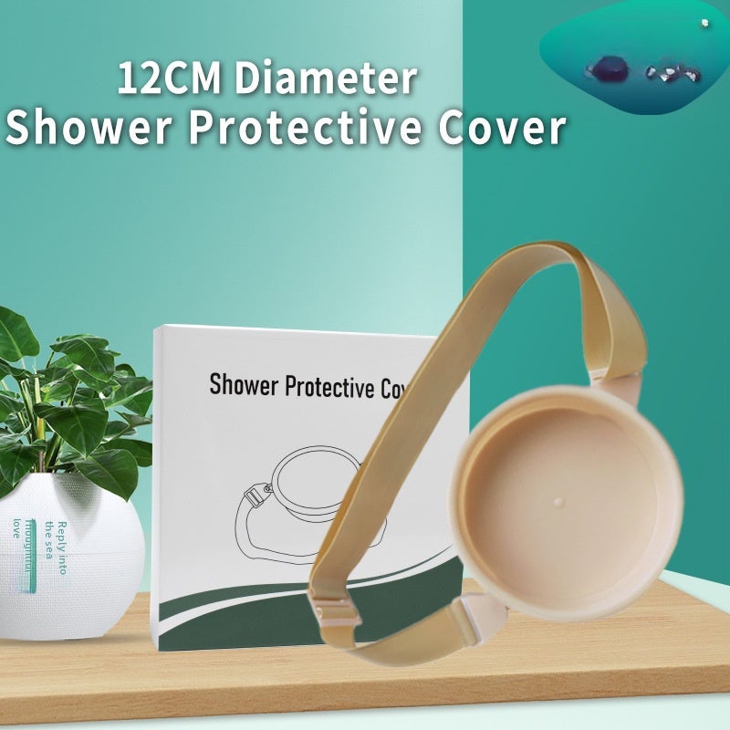 Stoma bath cover waterproof cover shower cover stoma chassis waterproof artifact belt-type pocket bath cover(ostomy shower cover/skin color/inner diameter 12cm neutral English packing) - Image 1