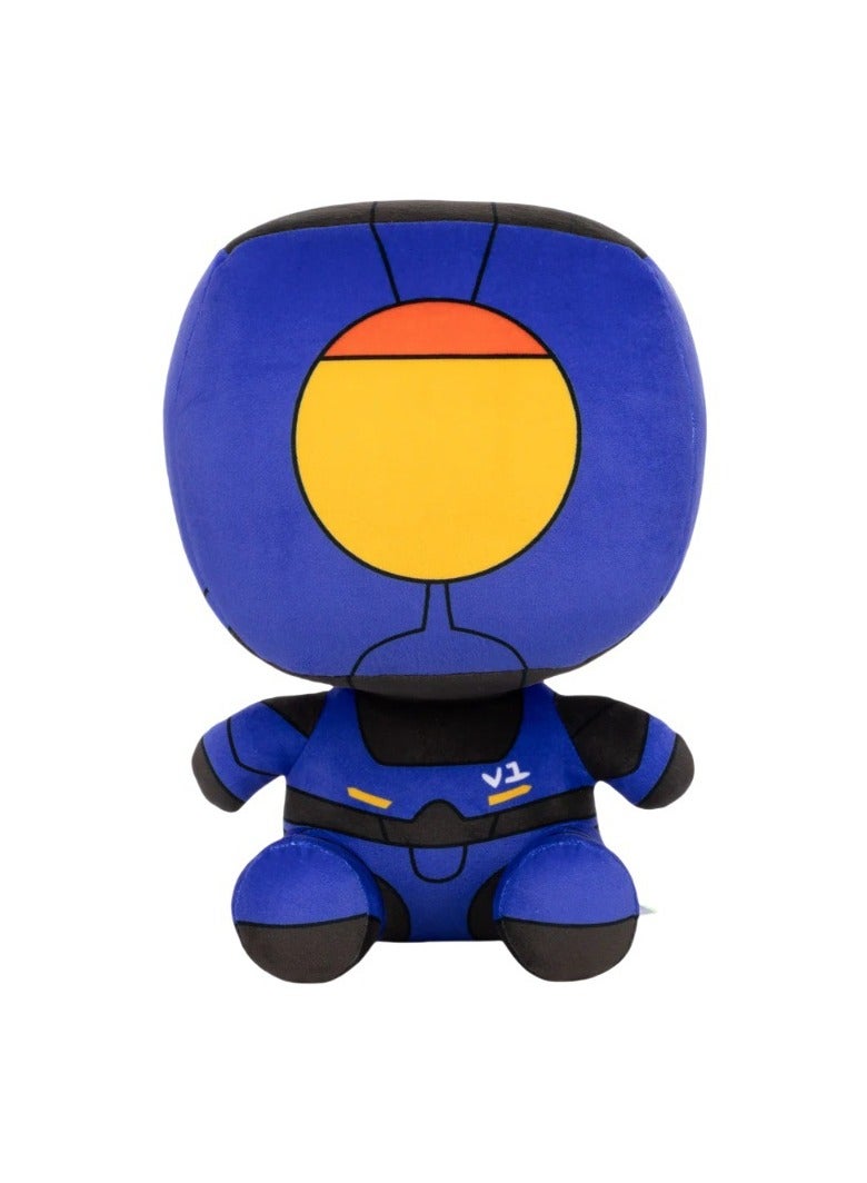 New Ultrakill warrior doll plush toy holiday gift for fans and friends, cute sitting robot v1 in blue (25cm)