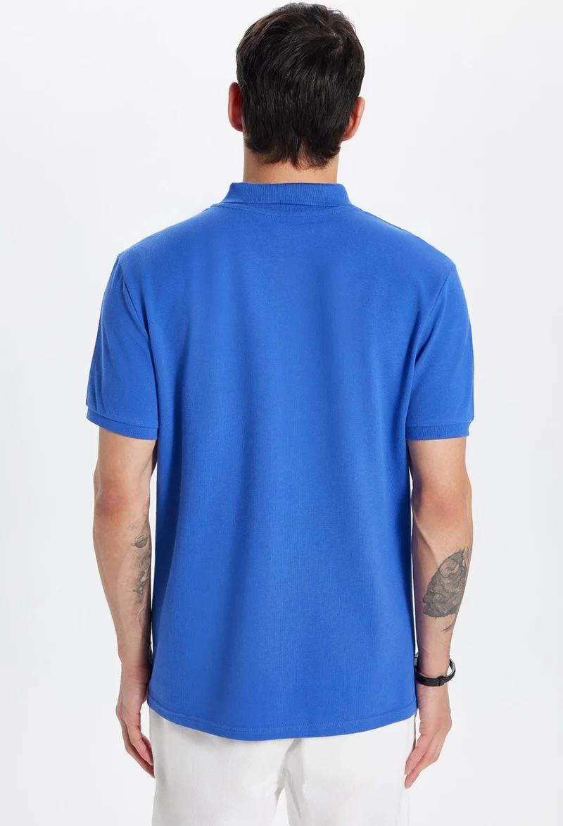 تودورس Men's Slim Fit Slim Cut 100% Cotton Dark Blue Polo Neck T-Shirt