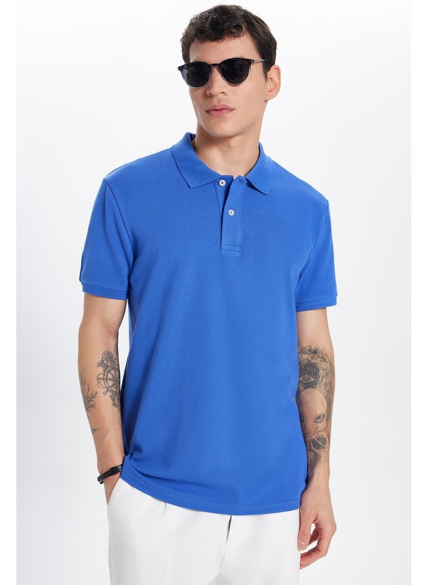 Men's Slim Fit Slim Cut 100% Cotton Dark Blue Polo Neck T-Shirt - pzsku/Z5E1A850A274343BC14E4Z/45/_/1741286216/62970d76-74ba-4767-82c1-fdd25b7385b3