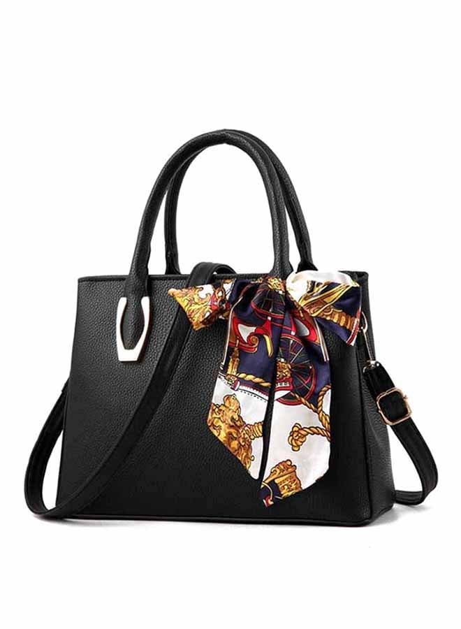 NIBEMINENT Solid Color Elegant Print Scarf Bag Black