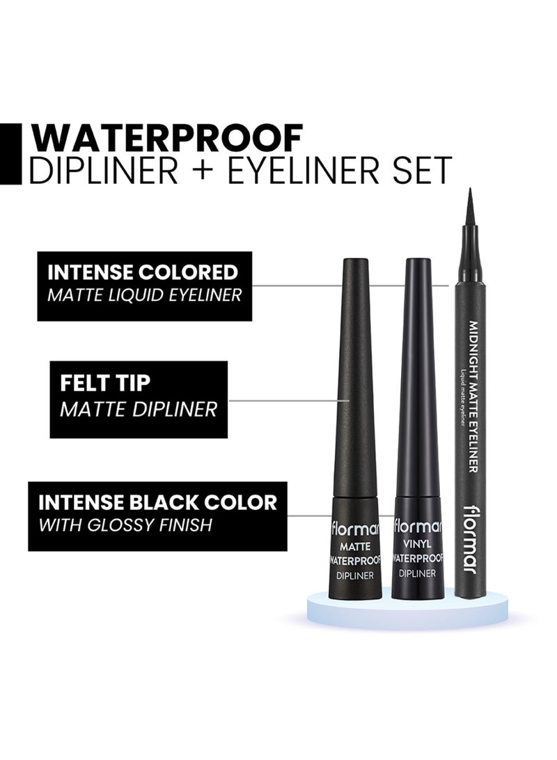 flormar 2 Waterproof Dipliner + 1  Matt Eyeliner - Image 1