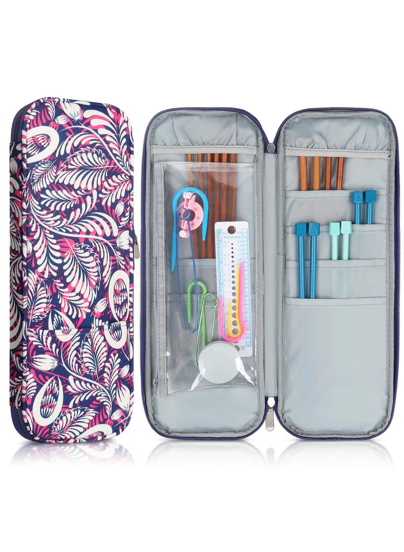 SYOSI Knitting Needles Case Portable Travel Crochet Hooks Storage Bag Organizer with Zipper Transparent Pocket and Holder Slots for Carrying Crochet Accessories and Knitting Needles - Image 1