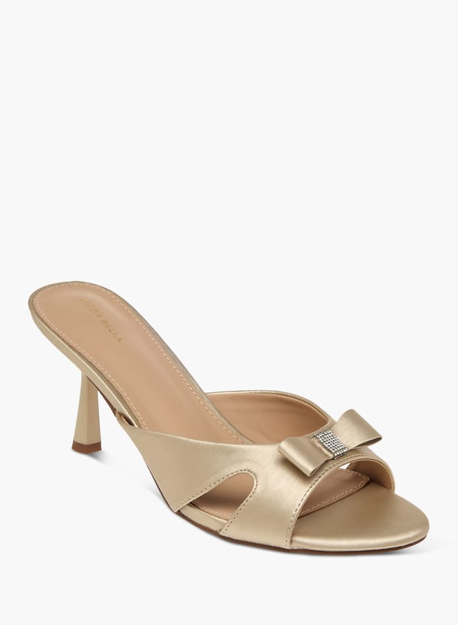 Flora Bella By Shoexpress Womens Bow Accent Slip-On Sandals With Stiletto Heels  - Image 1