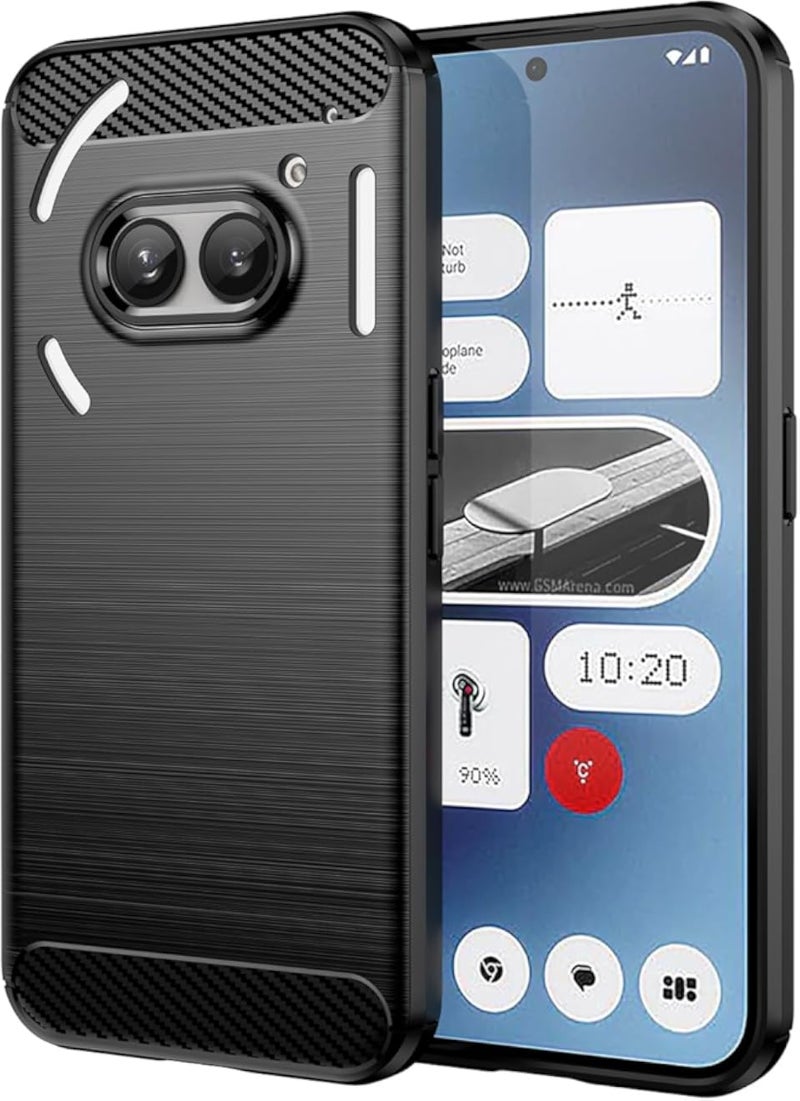 جراب سيليكون كربوني من فاسينيشن متوافق مع هاتف ناثينج 2A - أصلي مرن ونحيف ومتين ومضاد للصدمات (أسود)