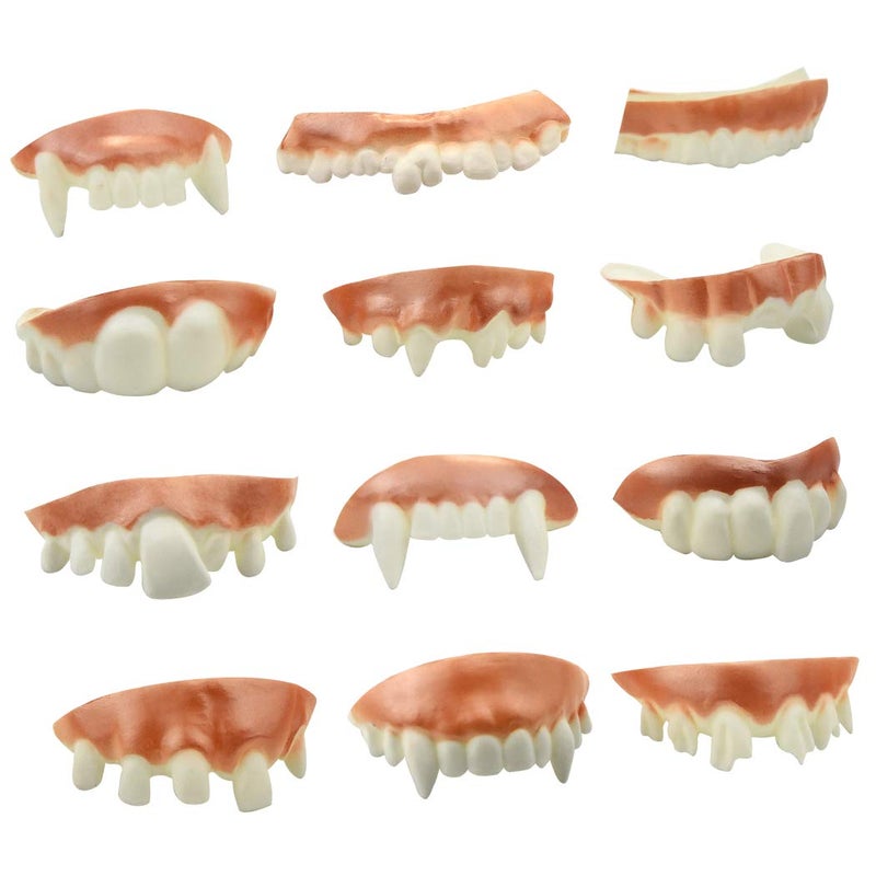 Marrywindix 12 Pieces Gnarly Teeth Gag Teeth Ugly Fake Teeth Vampire Denture Teeth for Halloween Costume Party Favors Photos Props 12 Styles - Image 4