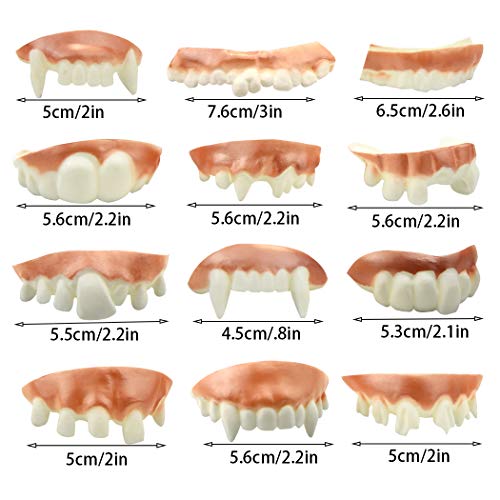 Marrywindix 12 Pieces Gnarly Teeth Gag Teeth Ugly Fake Teeth Vampire Denture Teeth for Halloween Costume Party Favors Photos Props 12 Styles - Image 5