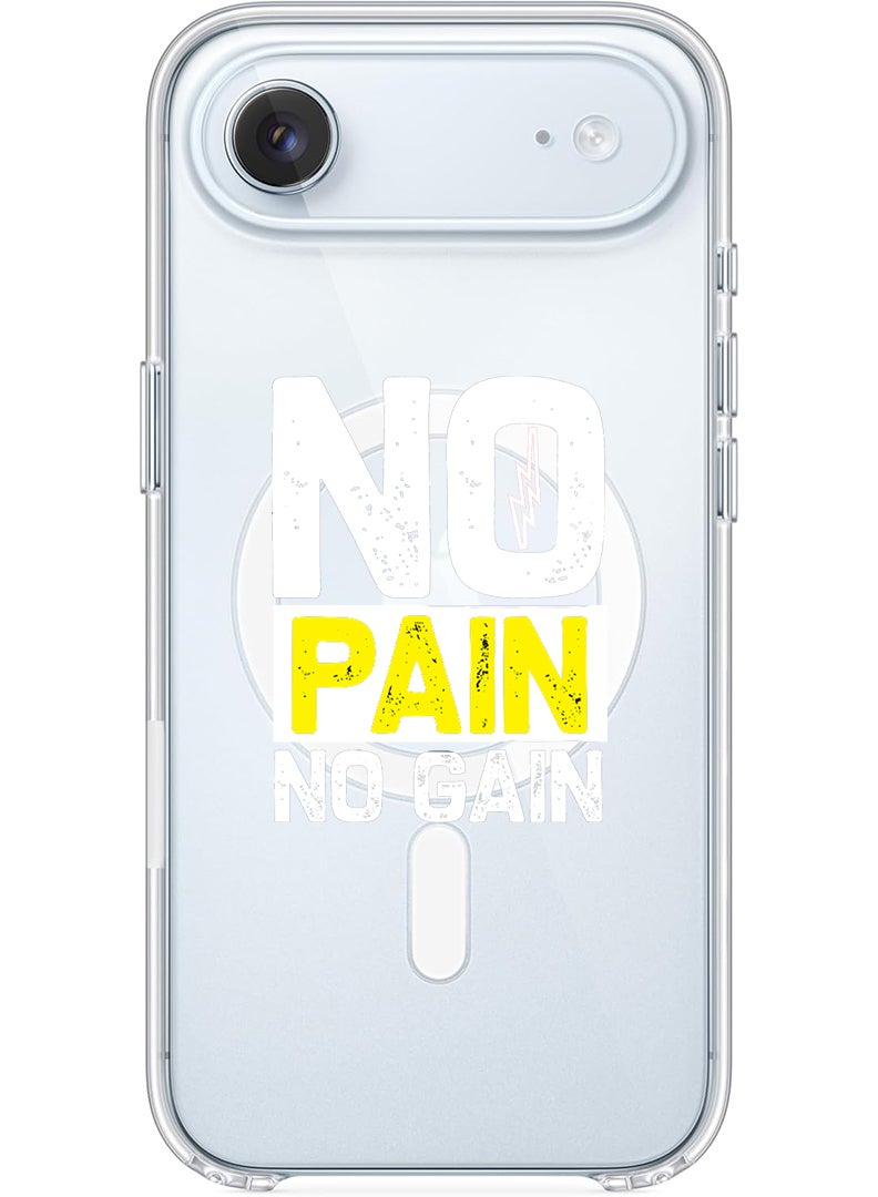 Theodor Magnetic Case for Apple iPhone 17 Air Compatible with MagSafe Wireless Charging, Shockproof Phone Bumper Cover - No pain No gain - White - Image 1