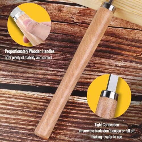 Hanpex 8 Piece Heavy Duty Wood Turning Chisel Set, Lathe Chisel Cutting Tools, (3) Gouge (1) Round Nose (1) Spear Point (2) Skew and (1) Parting Tools for Beginner to Professional - Image 5