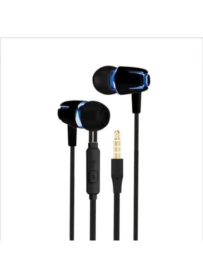 Generic Subwoofer Semi-in-ear Headphones For Apple Android Huawei Mobile Phone Wire-controlled Sports Game Headphones With Wheat-Color:Black Blue ]  - Image 1