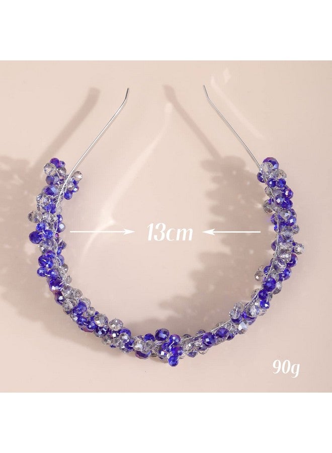 Kercisbeauty Something Blue Crystal Hair Crown For Women And Girls Wedding Bridal Hair Tiara Jewelry Special Occasion Handmade Crystal Hair Jewelry (Navy Blue) - Image 4
