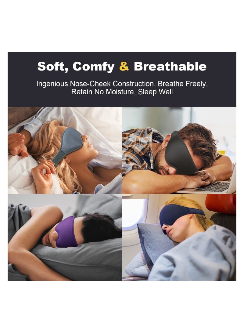 SYOSI, 3D Contoured Sleeping Eye Mask for Light Blocking, Comfortable Adjustable Protector Sleep Mask for Travel Yoga with 2 Box Earplug - Image 4