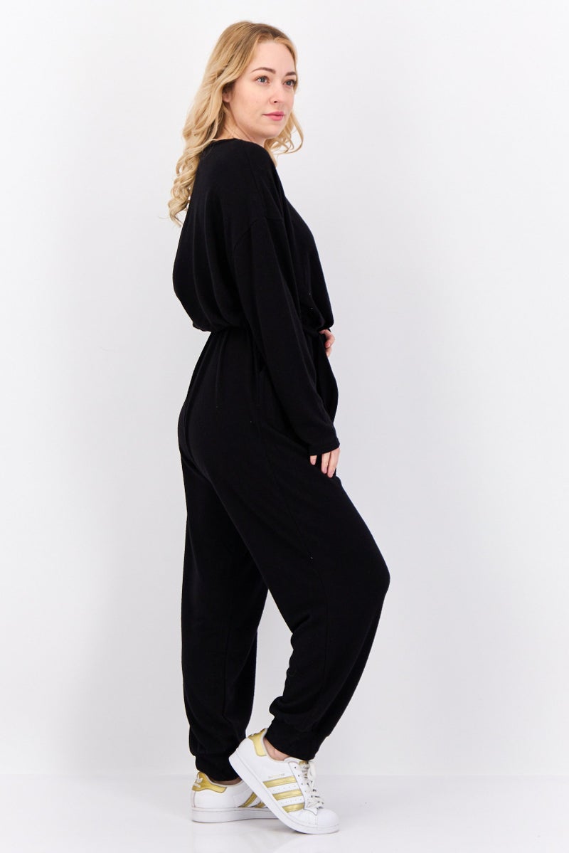 PHILOSOPHY Women Solid Long Sleeve Jumpsuit, Black  - Image 3