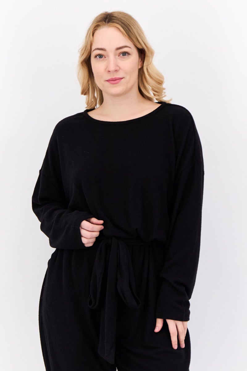 PHILOSOPHY Women Solid Long Sleeve Jumpsuit, Black  - Image 2