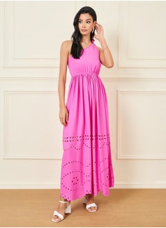 One Shoulder Laser Cut Out Detail Maxi Dress