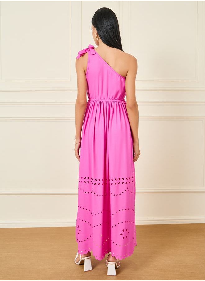 Styli - One Shoulder Laser Cut Out Detail Maxi Dress - Image 1