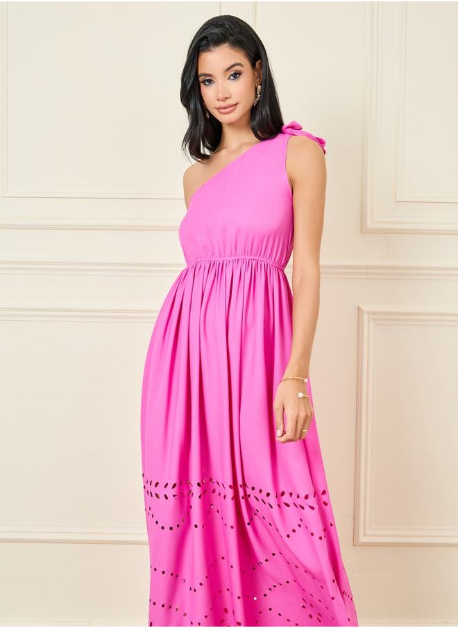 Styli - One Shoulder Laser Cut Out Detail Maxi Dress - Image 1