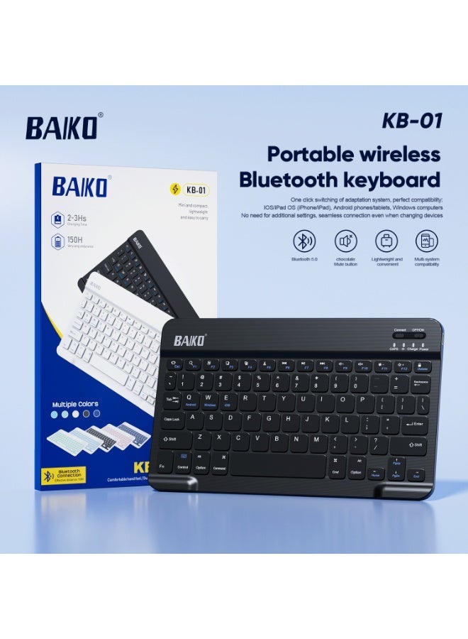 BAIKO Wireless Bluetooth Keyboard with Backlight, Rechargeable Portable Keyboard, GFSK Stable Connection for Tablets, Smartphones, Laptops & iPad - Image 2