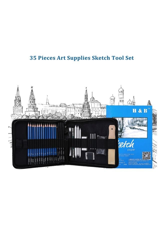 Arabest 35-Piece Professional Drawing Kit With Carrying Bag Multicolour  - Image 4