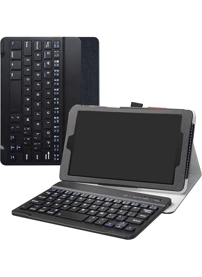 erorex - For Alcatel Joy Tab Case Alcatel 3T 8 Wireless Keyboard Case Detachable Wireless Keyboard Standing Pu Leather Cover For T Mobile Alcatel Joy Tab 8 Inch Alcatel 3T 8 Inch Tablet Black - Image 1