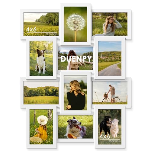 DUENPY 4x6 Picture Frame Collage, 12-Pack Picture Frames Collage Wall Decor, Set with Glass Front, Assembly Required, White - Image 1