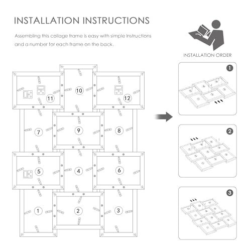 DUENPY 4x6 Picture Frame Collage, 12-Pack Picture Frames Collage Wall Decor, Set with Glass Front, Assembly Required, White - Image 3