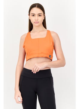 New Balance Women Brand Logo Lightly Padded Sports Bra, Orange  - Image 1