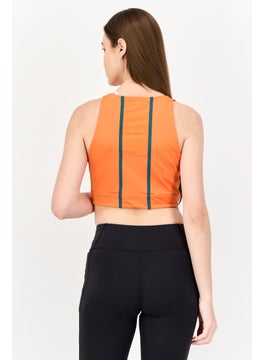 New Balance Women Brand Logo Lightly Padded Sports Bra, Orange  - Image 3