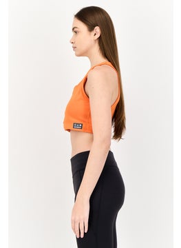 New Balance Women Brand Logo Lightly Padded Sports Bra, Orange  - Image 2