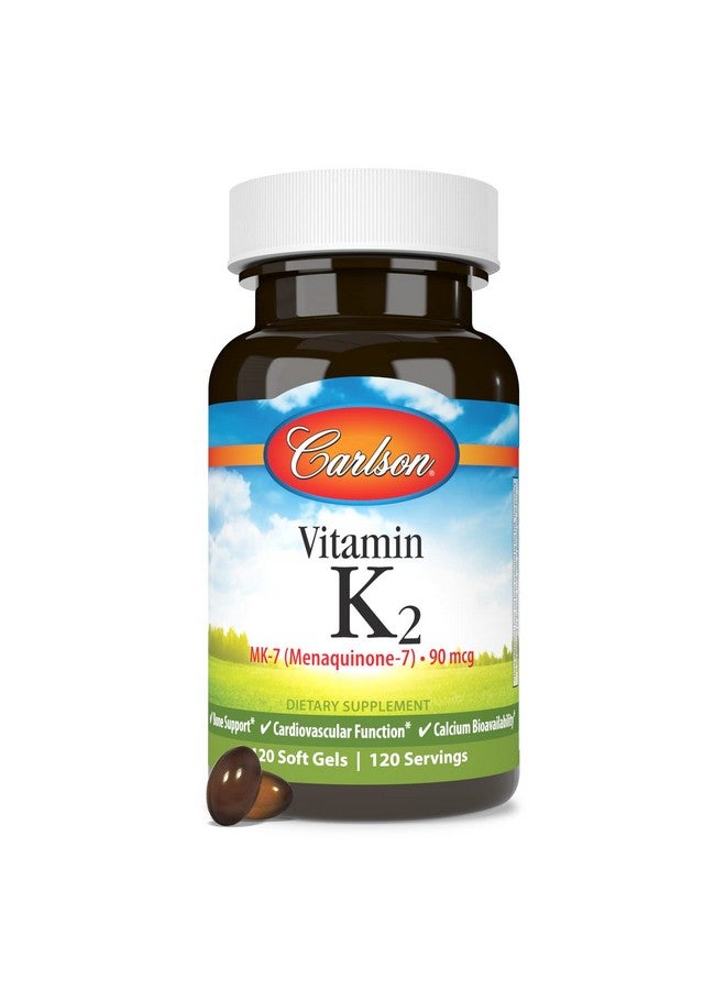 Carlson Vitamin K2 Mk7 (Menaquinone) 90 Mcg Bone Support Circulation Function & Calcium Bioavailability 120 Softgels - Image 5