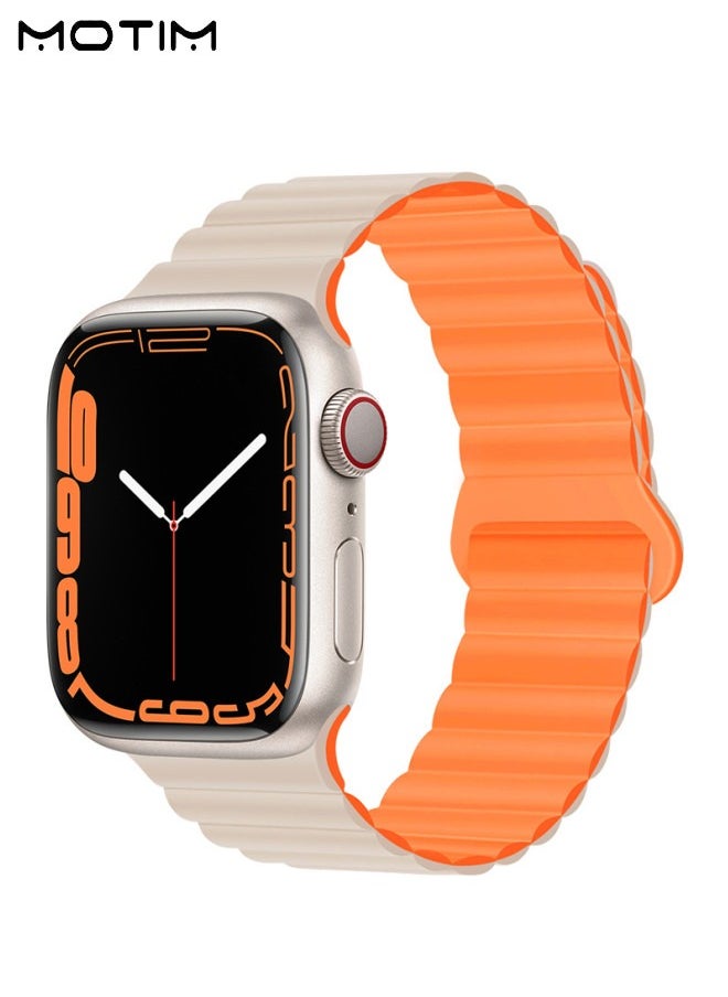 Apple Watch Band Magnetic Buckle Strap, 49mm 45mm 44mm 42mm, Soft Silicone Replacement Strap Loop Bracelet, Reversible Loop Strap for iWatch Series 10/9/8/7/6/5/4/3/2/1/SE